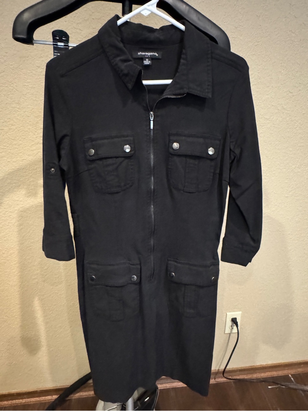 Sharagano Black Zip-Front Utility Jacket